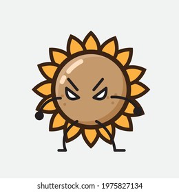 Vector Illustration of Flower Character with cute face, simple hands and leg line art on Isolated Background. Flat cartoon doodle style.