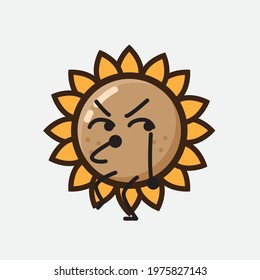 Vector Illustration of Flower Character with cute face, simple hands and leg line art on Isolated Background. Flat cartoon doodle style.