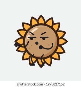 Vector Illustration of Flower Character with cute face, simple hands and leg line art on Isolated Background. Flat cartoon doodle style.