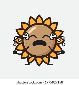 Vector Illustration of Flower Character with cute face, simple hands and leg line art on Isolated Background. Flat cartoon doodle style.