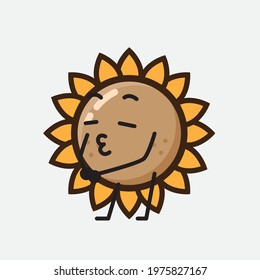 Vector Illustration of Flower Character with cute face, simple hands and leg line art on Isolated Background. Flat cartoon doodle style.