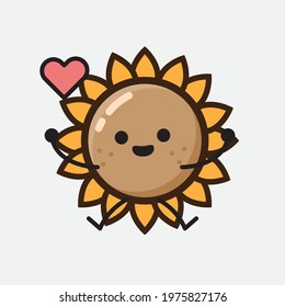 Vector Illustration of Flower Character with cute face, simple hands and leg line art on Isolated Background. Flat cartoon doodle style.