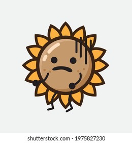 Vector Illustration of Flower Character with cute face, simple hands and leg line art on Isolated Background. Flat cartoon doodle style.