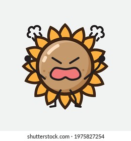 Vector Illustration of Flower Character with cute face, simple hands and leg line art on Isolated Background. Flat cartoon doodle style.