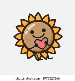 Vector Illustration of Flower Character with cute face, simple hands and leg line art on Isolated Background. Flat cartoon doodle style.