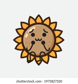 Vector Illustration of Flower Character with cute face, simple hands and leg line art on Isolated Background. Flat cartoon doodle style.