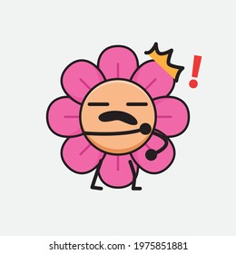 Vector Illustration of Flower Character with cute face, simple hands and leg line art on Isolated Background. Flat cartoon doodle style.