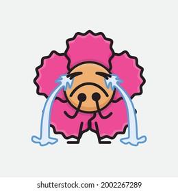Ilustración vectorial del personaje de la flor con cara linda, dibujo de línea corporal simple sobre fondo aislado.