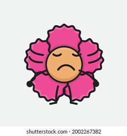 Ilustración vectorial del personaje de la flor con cara linda, dibujo de línea corporal simple sobre fondo aislado.