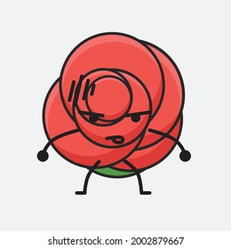 Ilustración vectorial del personaje de la flor con cara linda, dibujo de línea corporal simple sobre fondo aislado.