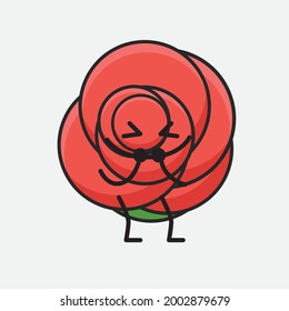 Ilustración vectorial del personaje de la flor con cara linda, dibujo de línea corporal simple sobre fondo aislado.