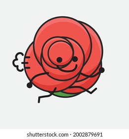 Ilustración vectorial del personaje de la flor con cara linda, dibujo de línea corporal simple sobre fondo aislado.