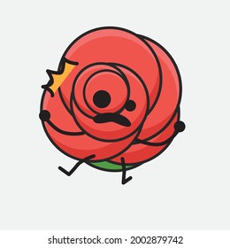 Vector Illustration of Flower Character with cute face, simple body line drawing on Isolated Background.
