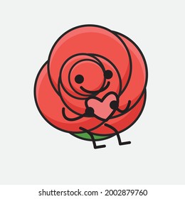 Ilustración vectorial del personaje de la flor con cara linda, dibujo de línea corporal simple sobre fondo aislado.