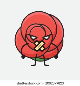 Ilustración vectorial del personaje de la flor con cara linda, dibujo de línea corporal simple sobre fondo aislado.