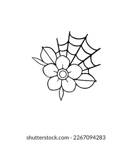 Vektorgrafik einer Blume mit einem Kobweb