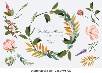 Vector illustration. Flower composition. Elements for design. Isolated vector. Flowers for design.