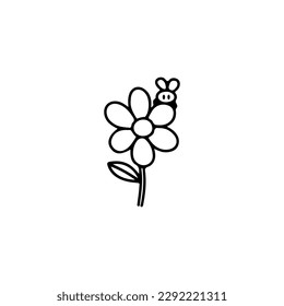 vector illustration of a flower with a cute insect