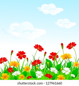 vector illustration of flower design against abstract background