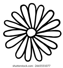 Ilustração vetorial de flor no estilo doodle. Elemento de projeto do vetor botânico.