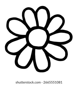 Ilustración vectorial de flor en estilo doodle. Elemento de diseño de Vector botánico.