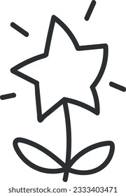 Vector illustration of flower drawing with a shining star shape.