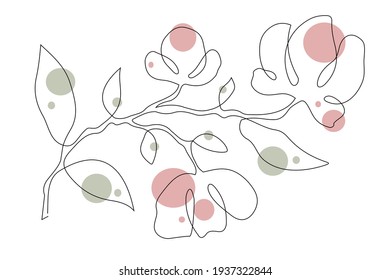 Vector illustration of flower drawn by one continuous line style. Isolated blossom on the white background