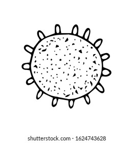 Vector illustration. Flower element. Cute single chamomile with small petals isolated on white. Hand drawn simple summer doodle clipart. Perfect for fabric, textile, postcards, children projects.