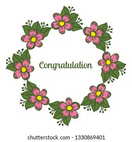 Vector illustration flower frame art for greeting card congratulation hand drawn