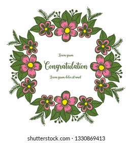 Vector illustration flower frame art for greeting card congratulation hand drawn