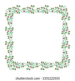 Vector illustration flower frame art for greeting card congratulation hand drawn