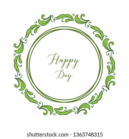 Vector illustration flower frame banner with lettering happy day