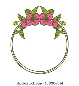 Vector illustration flower frame decor for card hand drawn