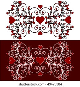 vector illustration of a flower frame with the hearts. valentine's theme