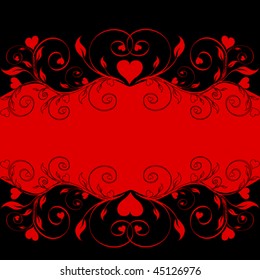 vector illustration of a flower frame with the hearts. valentine's theme