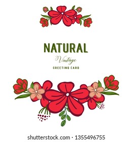 Vector illustration flower frame isolated on white background with invitation card natural vintage hand drawn