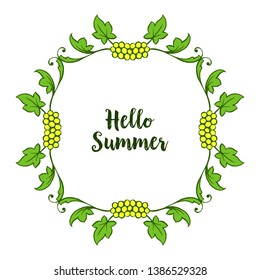 Vector illustration flower frame isolated on white backdrop for hello summer