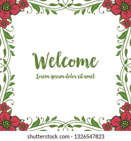 Vector illustration flower frame style for card welcome hand drawn