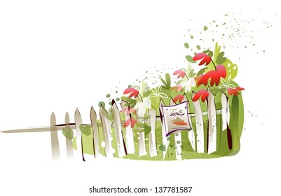 Ilustración vectorial de un jardín de flores