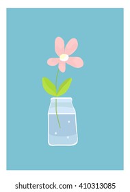Vector illustration of a flower in a glass jar. 