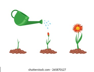 Vector Illustration Of Flower Growing