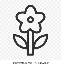 Vector illustration of flower icon in dark color and transparent background(png).
