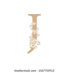 vector illustration flower Initial j letter luxury beauty flourishes ornament monogram wedding icon logo vintage