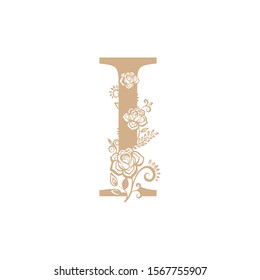 vector illustration flower Initial i letter luxury beauty flourishes ornament monogram wedding icon logo vintage