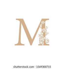 vector illustration flower Initial m letter luxury beauty flourishes ornament monogram wedding icon logo vintage