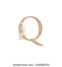 vector illustration flower Initial q letter luxury beauty flourishes ornament monogram wedding icon logo vintage