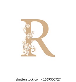 vector illustration flower Initial r letter luxury beauty flourishes ornament monogram wedding icon logo vintage