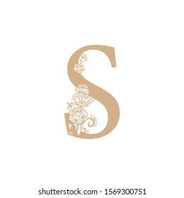 vector illustration flower Initial s letter luxury beauty flourishes ornament monogram wedding icon logo vintage