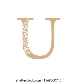 vector illustration flower Initial u letter luxury beauty flourishes ornament monogram wedding icon logo vintage