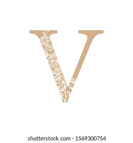 vector illustration flower Initial v letter luxury beauty flourishes ornament monogram wedding icon logo vintage